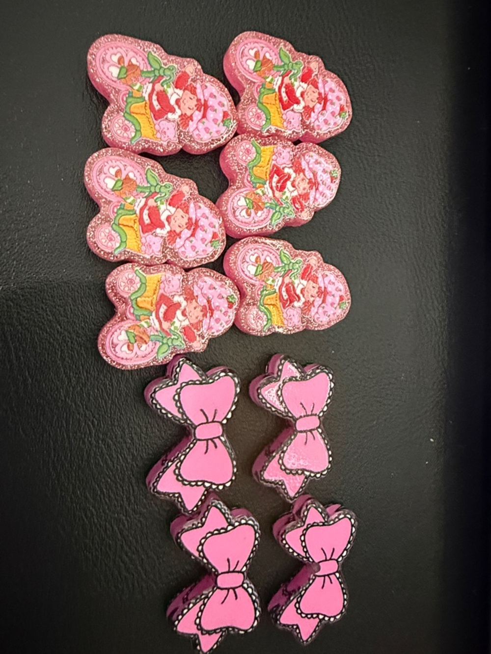 Pink Strawberry Shortcake & Bow focal beads for pen making set of 10